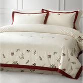 Luxury Christmas Floral Embroidery Egyptian Cotton Duvet Cover Set | Yedwo Home